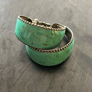 Turquoise and Brass Hoop Earrings